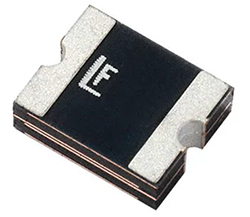 Figure 2. The 2016L100/33DR 33V, 1.1 A PPTC device can be used in low voltage applications where resettable protection is needed; it reacts in under 0.5 s at an  overcurrent of 8A. (Image source: Littelfuse)